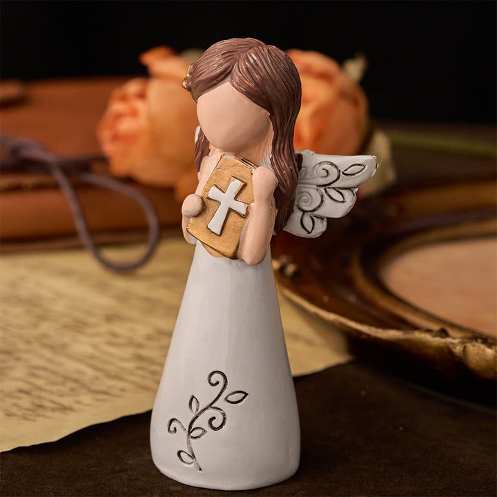 Christianartworkshop Adorno de escritorio con ángel, cruz y oración: emblema de devoción, fe y gracia celestial. - image 2