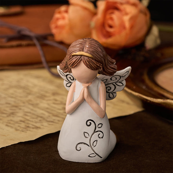 Christianartworkshop Adorno de escritorio con ángel, cruz y oración: emblema de devoción, fe y gracia celestial. - Ángel rezando - image 5