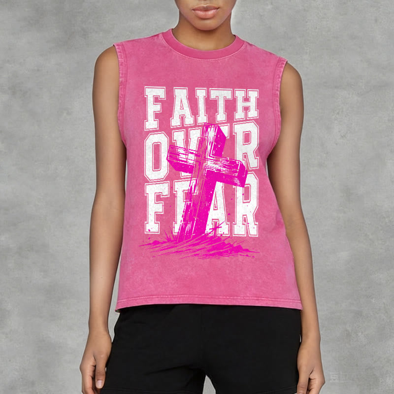 Christianartworkshop Camiseta sin mangas unisex lavada con el lema "FE SOBRE EL MIEDO" - image 14