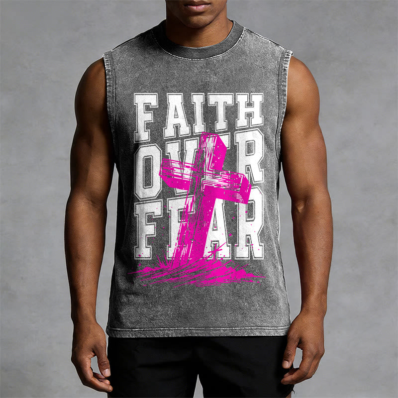 Christianartworkshop Camiseta sin mangas unisex lavada con el lema "FE SOBRE EL MIEDO" - image 7