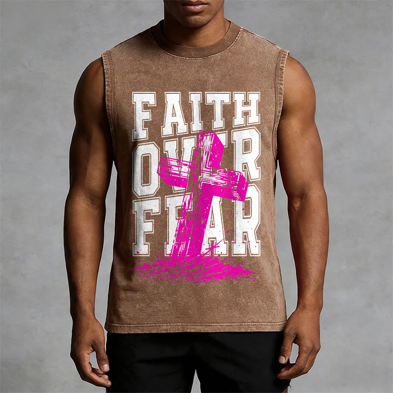 Christianartworkshop Camiseta sin mangas unisex lavada con el lema "FE SOBRE EL MIEDO" - image 4