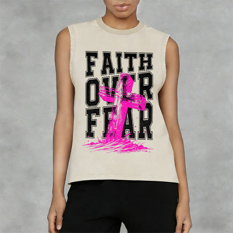 Christianartworkshop Camiseta sin mangas unisex lavada con el lema "FE SOBRE EL MIEDO" - image 11