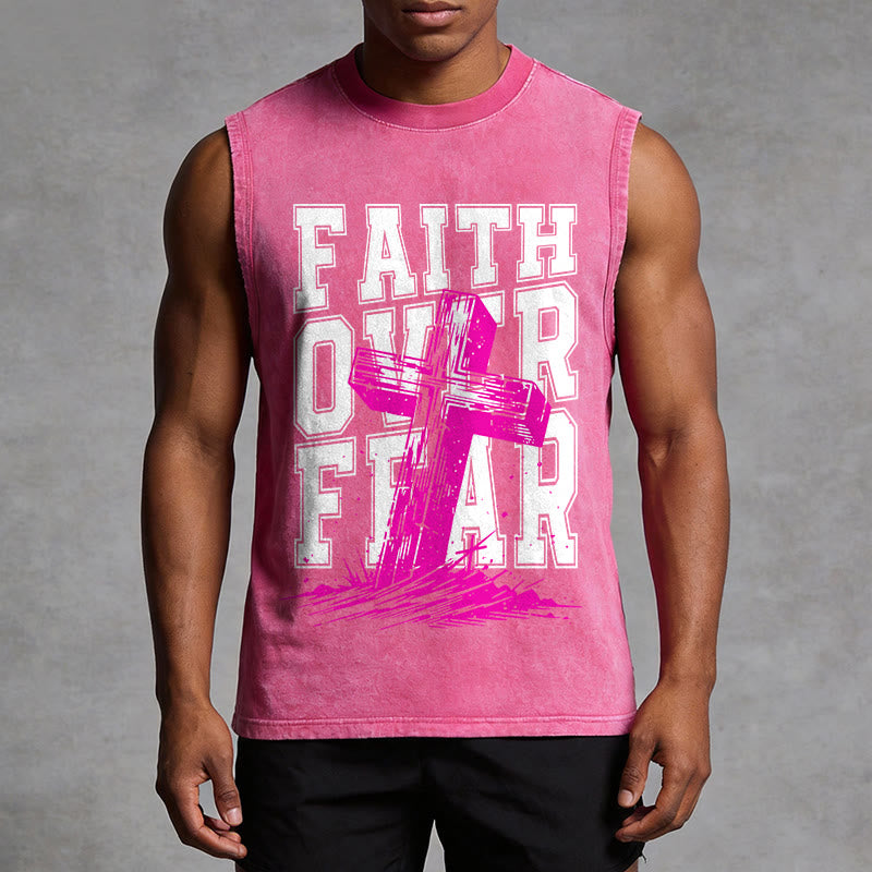Christianartworkshop Camiseta sin mangas unisex lavada con el lema "FE SOBRE EL MIEDO" - image 13