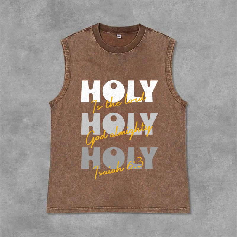 Christianartworkshop Camiseta sin mangas unisex lavada "Santo, Santo, Santo" - Marrón - 2XL - image 9