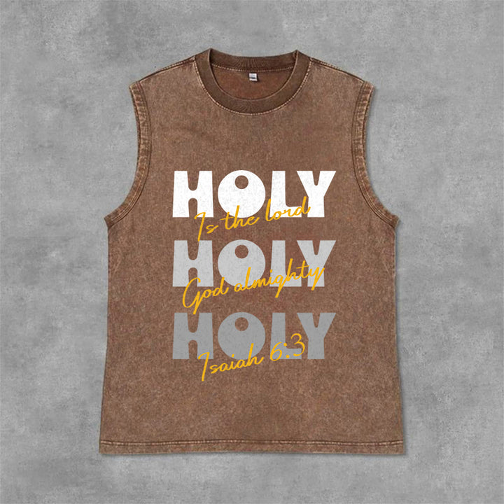 Christianartworkshop Camiseta sin mangas unisex lavada "Santo, Santo, Santo" - Marrón - 2XL - image 9