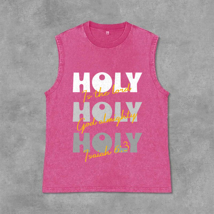 Christianartworkshop Camiseta sin mangas unisex lavada "Santo, Santo, Santo" - Rosa - 2XL - image 12