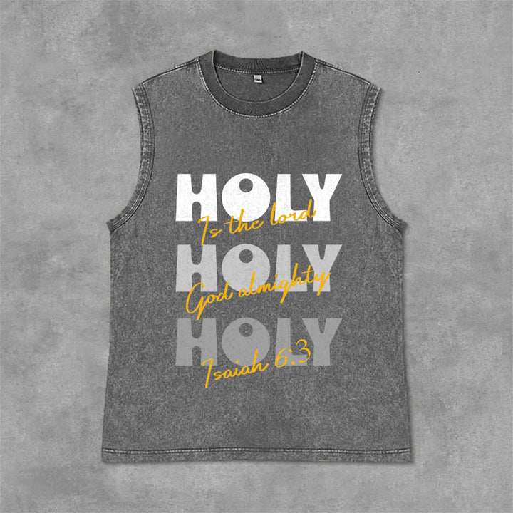 Christianartworkshop Camiseta sin mangas unisex lavada "Santo, Santo, Santo" - Gris - 2XL - image 0