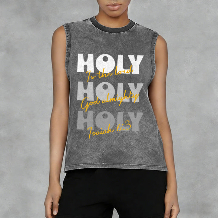 Christianartworkshop Camiseta sin mangas unisex lavada "Santo, Santo, Santo" - image 2