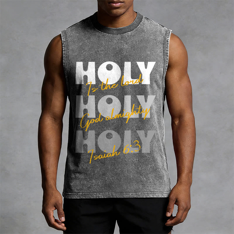 Christianartworkshop Camiseta sin mangas unisex lavada "Santo, Santo, Santo" - image 1