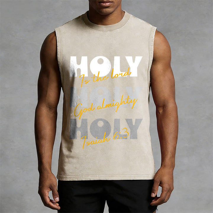 Christianartworkshop Camiseta sin mangas unisex lavada "Santo, Santo, Santo" - image 4