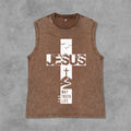 Christianartworkshop Camiseta sin mangas unisex lavada con la frase "Jesús, el camino, la verdad, la vida" - Marrón - 2XL - image 0