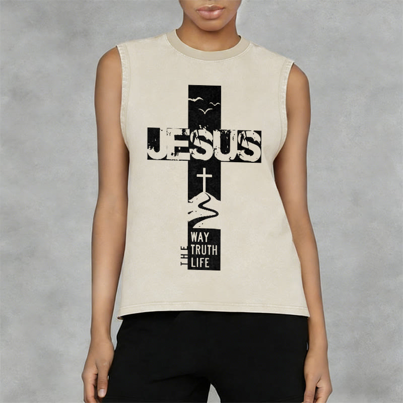 Christianartworkshop Camiseta sin mangas unisex lavada con la frase "Jesús, el camino, la verdad, la vida" - image 8