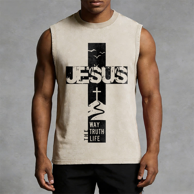 Christianartworkshop Camiseta sin mangas unisex lavada con la frase "Jesús, el camino, la verdad, la vida" - image 7