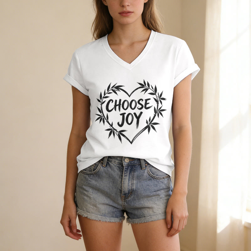 Christianartworkshop Camiseta informal con cuello en V "CHOOSE JOY" - image 5