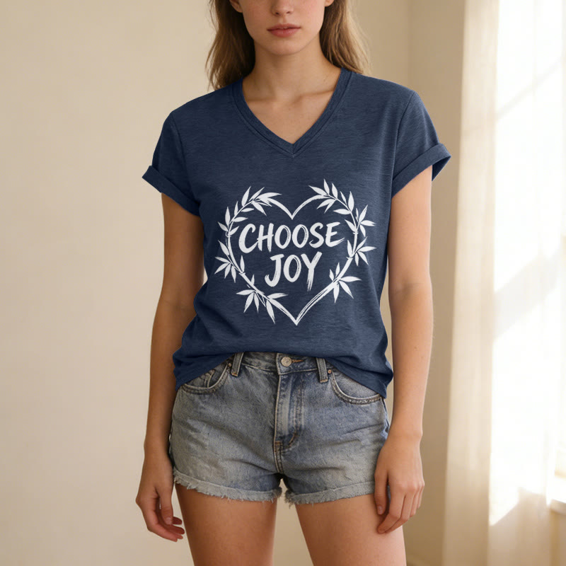 Christianartworkshop Camiseta informal con cuello en V "CHOOSE JOY" - image 19