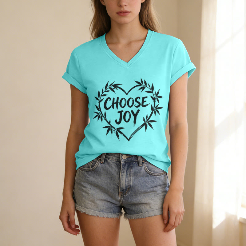 Christianartworkshop Camiseta informal con cuello en V "CHOOSE JOY" - image 9