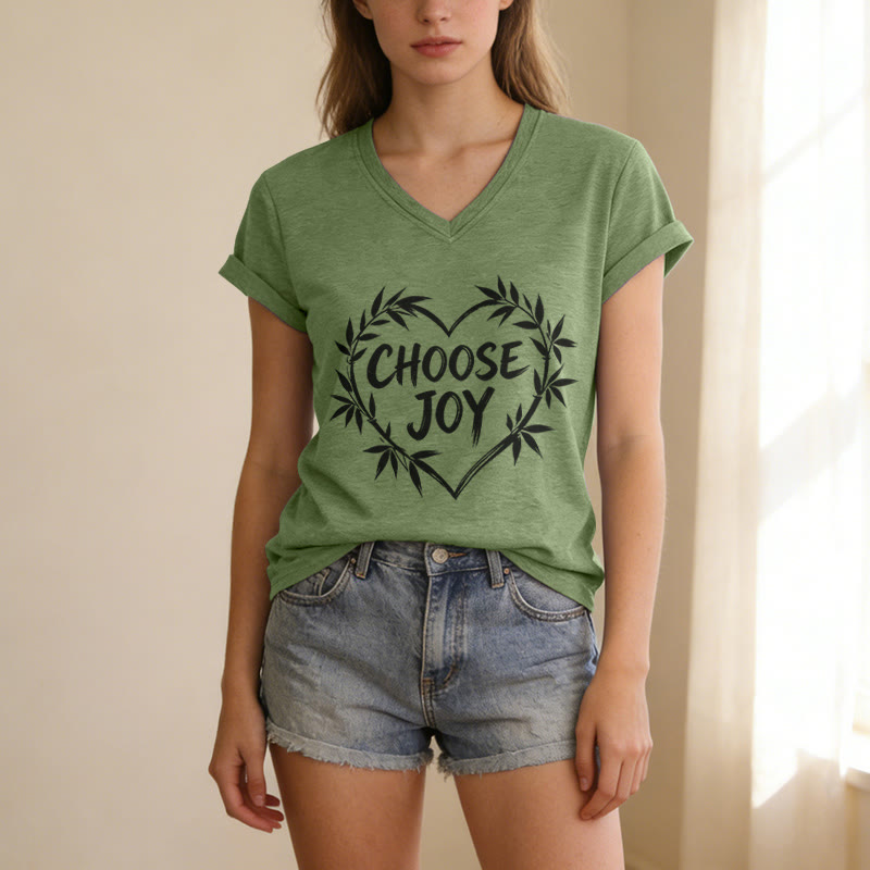 Christianartworkshop Camiseta informal con cuello en V "CHOOSE JOY" - image 3