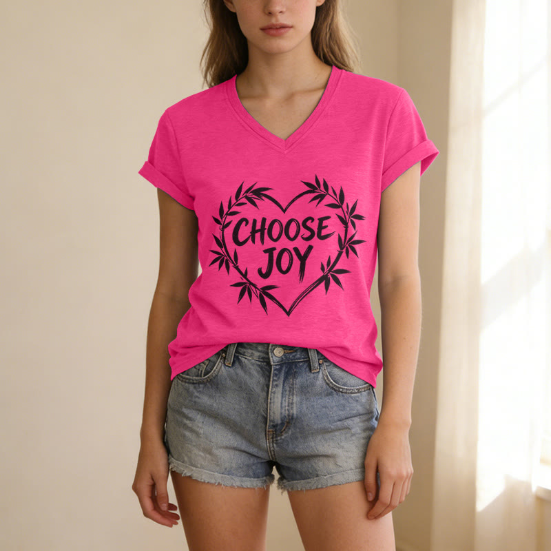 Christianartworkshop Camiseta informal con cuello en V "CHOOSE JOY" - image 25