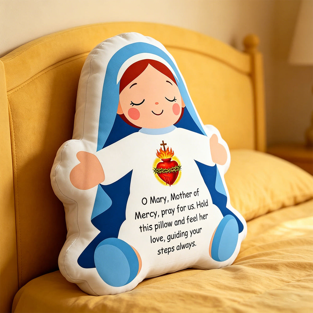 Christianartworkshop Cojín con forma de la Virgen del Sagrado Corazón: Un símbolo de amor misericordioso y guía espiritual. - image 1