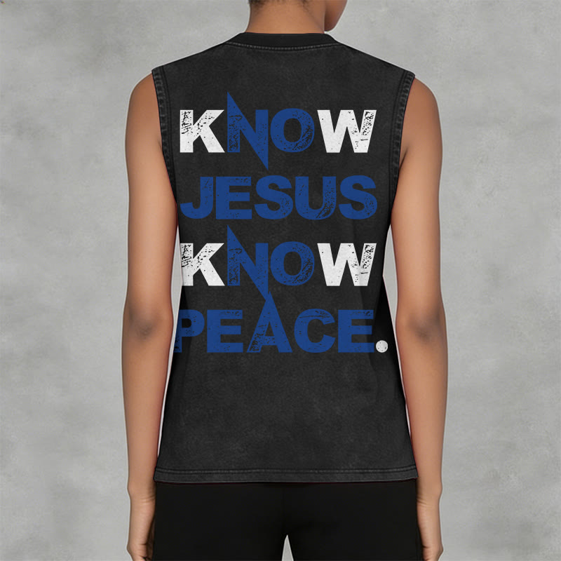 Christianartworkshop Camiseta sin mangas unisex lavada con el lema "Conoce a Jesús, conoce la paz" - image 11