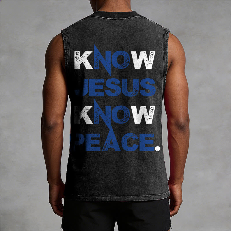 Christianartworkshop Camiseta sin mangas unisex lavada con el lema "Conoce a Jesús, conoce la paz" - image 10