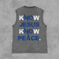 Christianartworkshop Camiseta sin mangas unisex lavada con el lema "Conoce a Jesús, conoce la paz" - Gris - 2XL - image 0