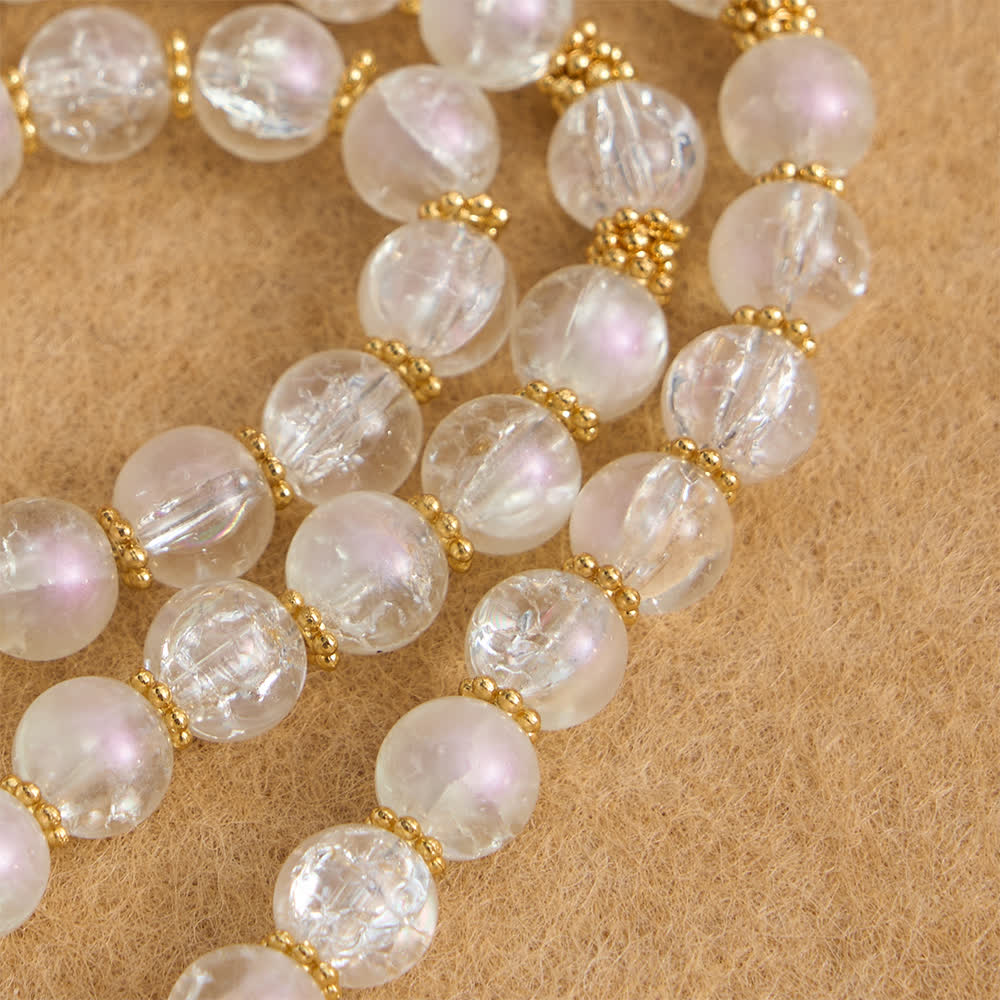Christianartworkshop Rosario de cristal craquelado rosa y blanco con crucifijo ornamentado. - image 15