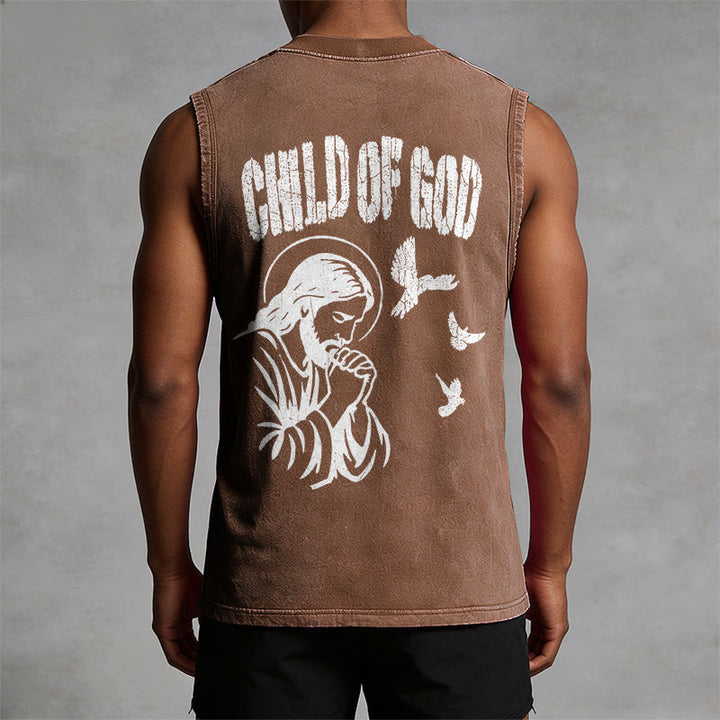 Christianartworkshop Camiseta sin mangas unisex lavada con la frase "Orando por Jesús, hijo de Dios, fe". - image 4