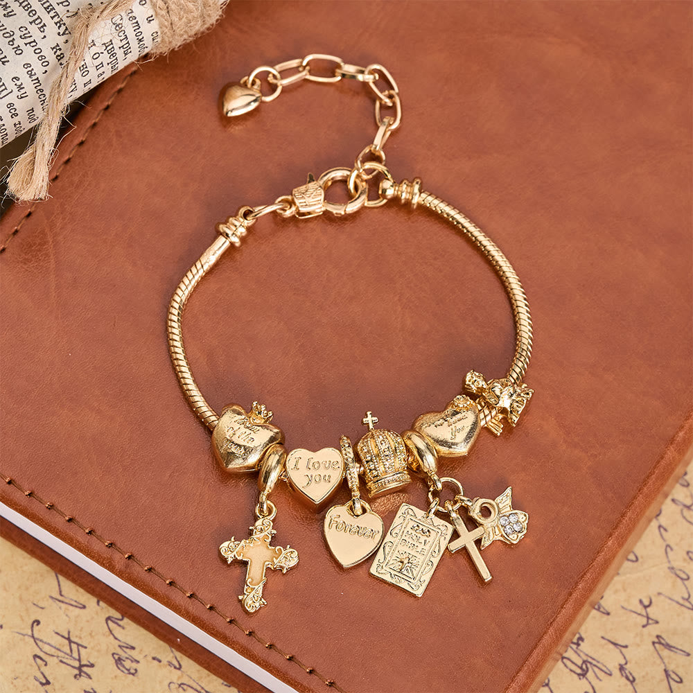 Christianartworkshop Pulsera ajustable con dijes y detalles bíblicos y regios: un recordatorio de fe y devoción celestial. - Dorado - image 0