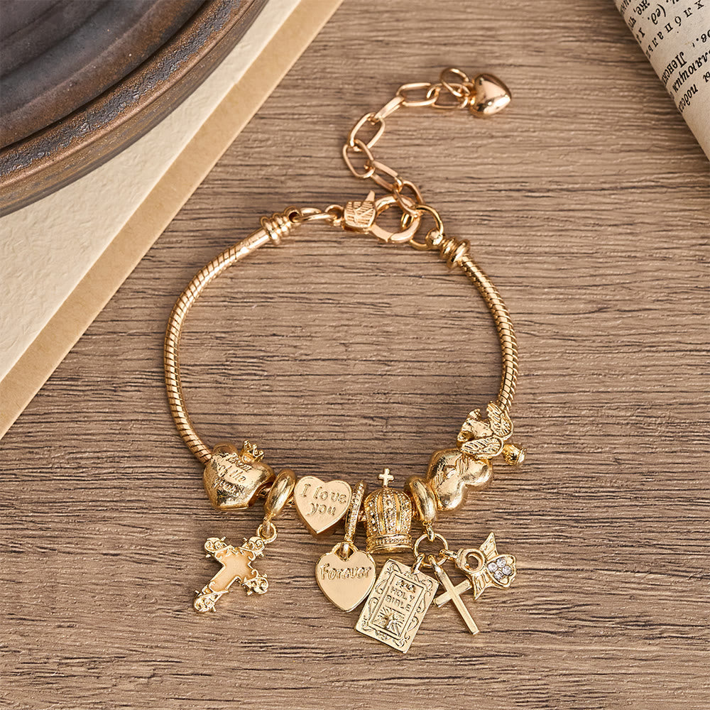Christianartworkshop Pulsera ajustable con dijes y detalles bíblicos y regios: un recordatorio de fe y devoción celestial. - image 1