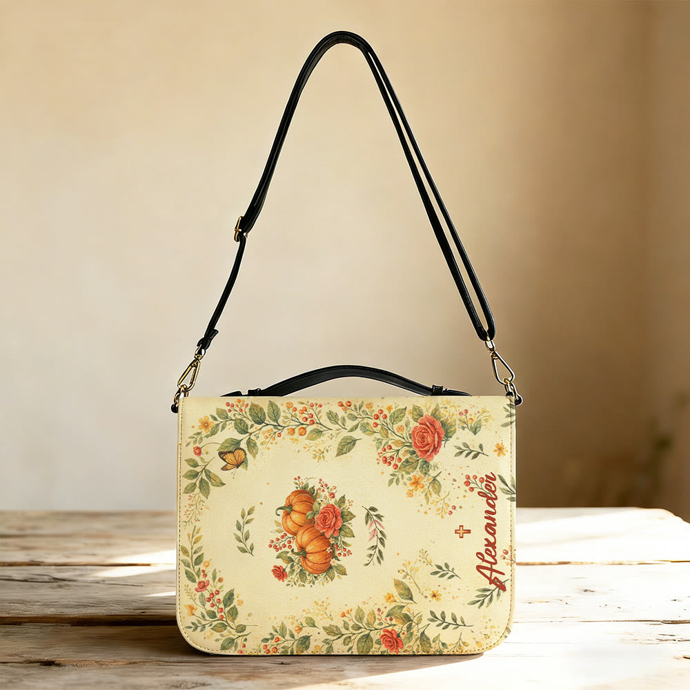 Christianartworkshop Funda para Biblia con cremallera "Enamórate de Jesús" con estampado floral y de calabazas. - image 2