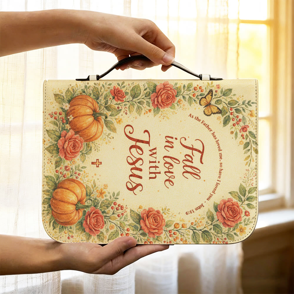 Christianartworkshop Funda para Biblia con cremallera "Enamórate de Jesús" con estampado floral y de calabazas. - image 11