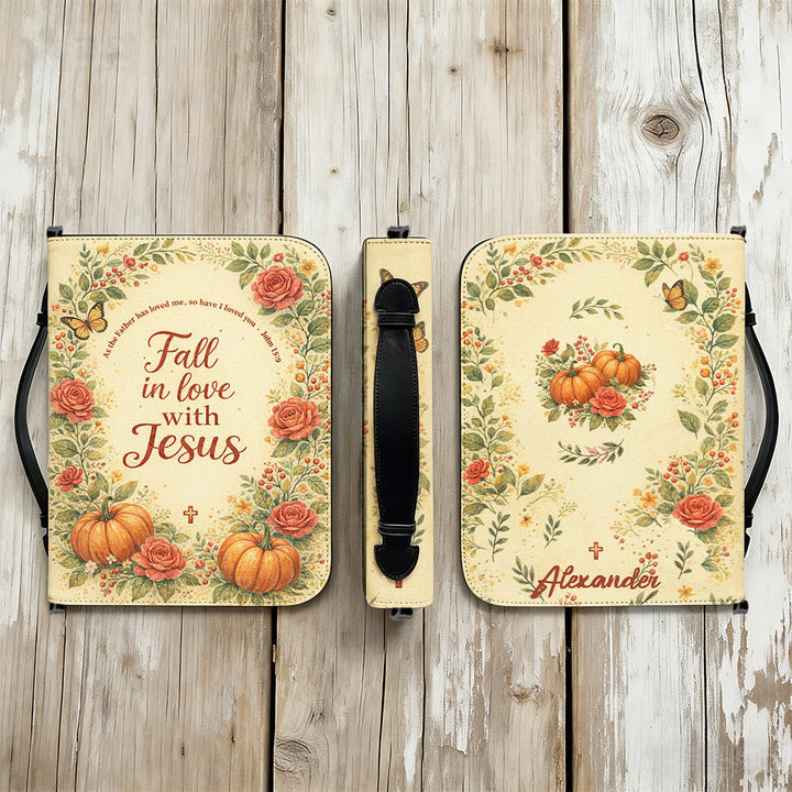 Christianartworkshop Funda para Biblia con cremallera "Enamórate de Jesús" con estampado floral y de calabazas. - image 12