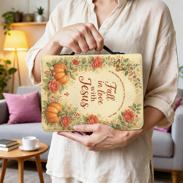 Christianartworkshop Funda para Biblia con cremallera "Enamórate de Jesús" con estampado floral y de calabazas. - image 9
