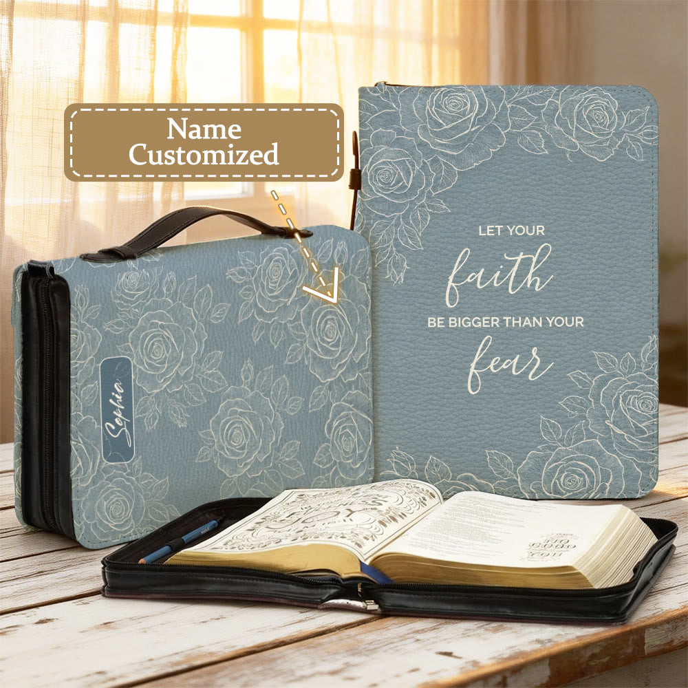 Christianartworkshop Que tu fe sea más grande que tu miedo. Funda bíblica floral. - 2XL - Nombre Personalizado - image 0