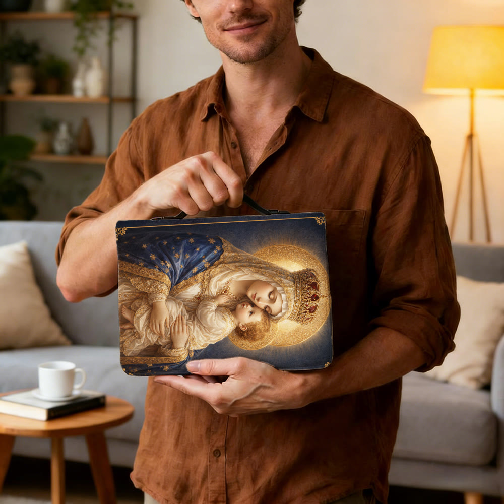 Christianartworkshop Funda para Biblia con cremallera con retrato de la Virgen María y el Niño Jesús. - image 3