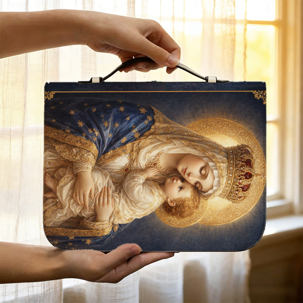 Christianartworkshop Funda para Biblia con cremallera con retrato de la Virgen María y el Niño Jesús. - image 9
