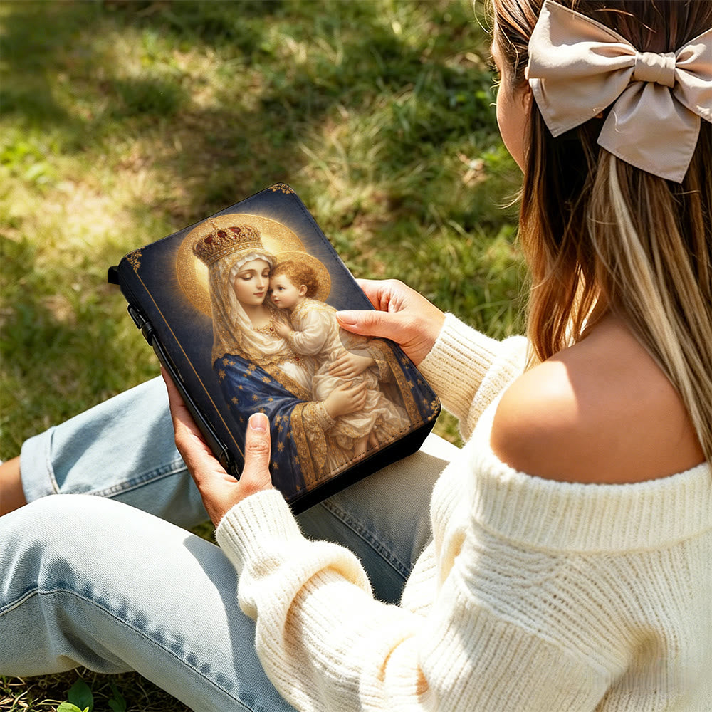 Christianartworkshop Funda para Biblia con cremallera con retrato de la Virgen María y el Niño Jesús. - image 11