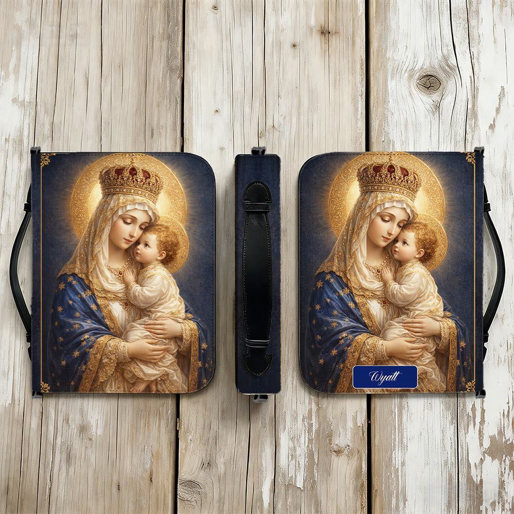 Christianartworkshop Funda para Biblia con cremallera con retrato de la Virgen María y el Niño Jesús. - image 14