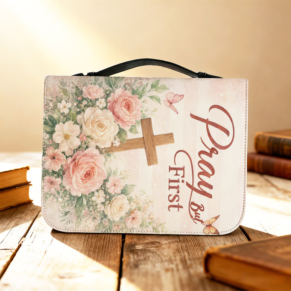 Christianartworkshop Funda para Biblia con cremallera y estampado floral suave "Ora, pero primero" - image 9