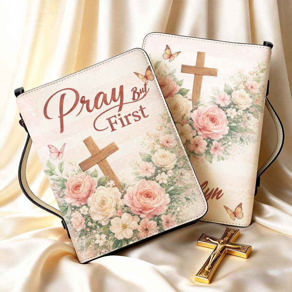 Christianartworkshop Funda para Biblia con cremallera y estampado floral suave "Ora, pero primero" - image 8