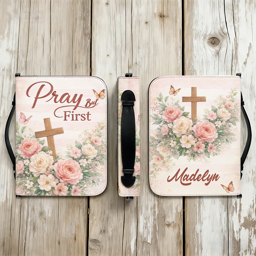Christianartworkshop Funda para Biblia con cremallera y estampado floral suave "Ora, pero primero" - image 14