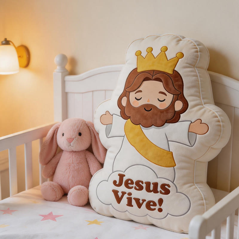 Christianartworkshop Cojín de peluche suave con el personaje de Jesus Vive: un cálido detalle decorativo para el hogar inspirado en la fe. - 24" (60 cm) - image 0