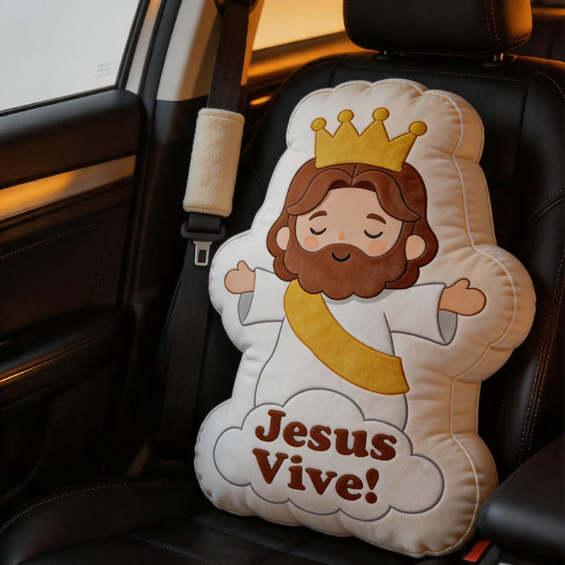 Christianartworkshop Cojín de peluche suave con el personaje de Jesus Vive: un cálido detalle decorativo para el hogar inspirado en la fe. - image 1