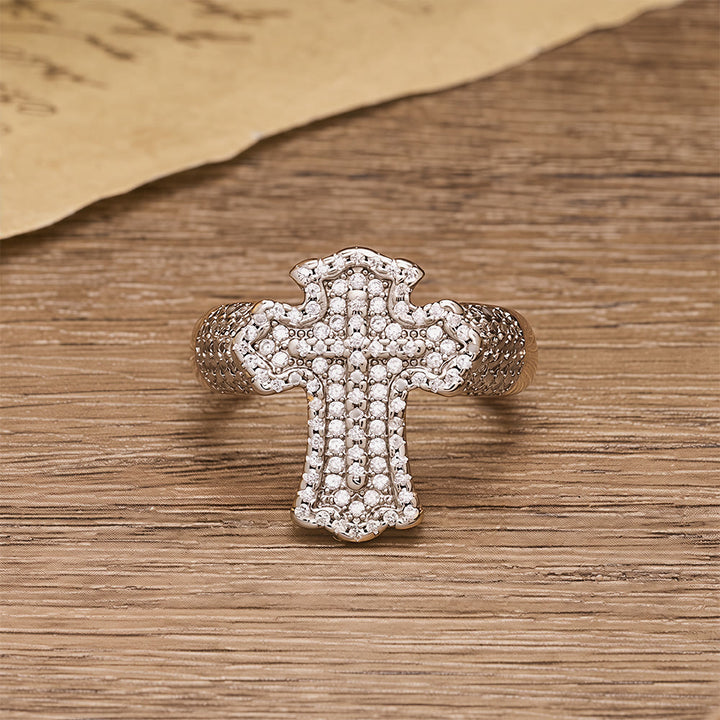 Christianartworkshop Anillo llamativo con cruz totalmente pavé: una declaración de fe y gracia celestial. - image 3