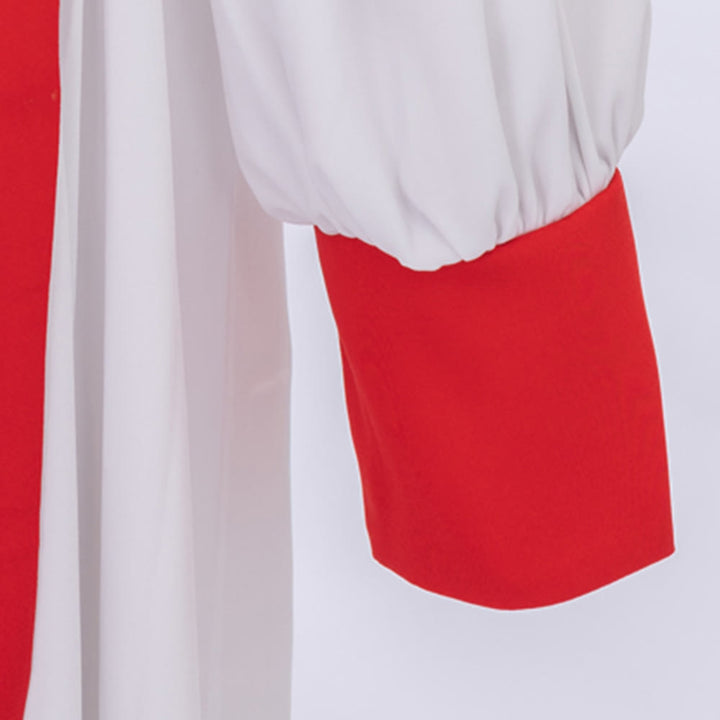 Christianartworkshop Distintiva túnica blanca de clérigo con cuello rojo y emblema de cruz. - image 9