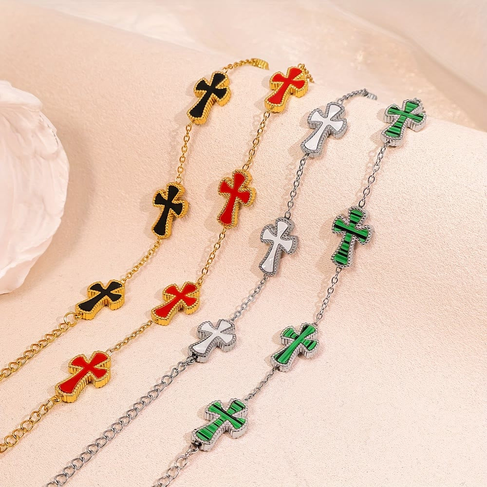 Christianartworkshop Pulsera con cruz de esmalte de colores: un símbolo lujoso de fe y devoción alegre. - image 0