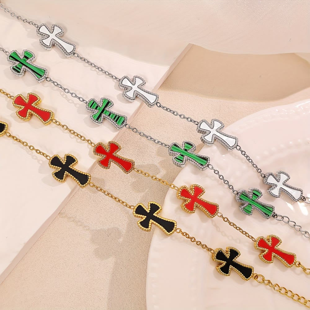 Christianartworkshop Pulsera con cruz de esmalte de colores: un símbolo lujoso de fe y devoción alegre. - image 1