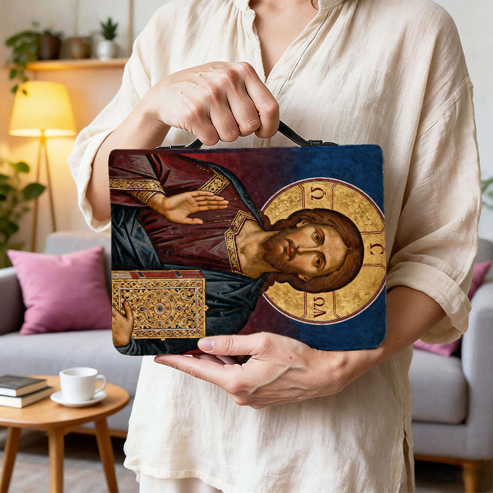 Christianartworkshop Portada de Biblia devocional con icono de Jesucristo y cruz ornamentada - image 8
