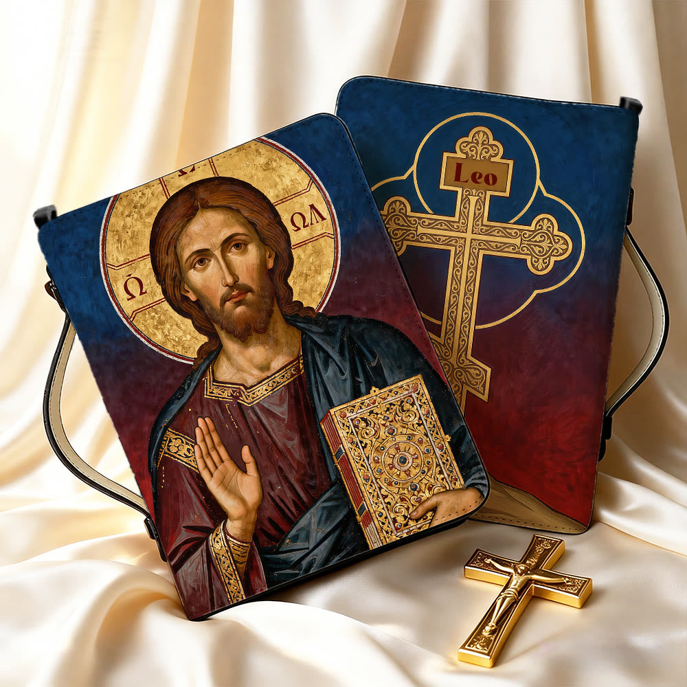 Christianartworkshop Portada de Biblia devocional con icono de Jesucristo y cruz ornamentada - image 9